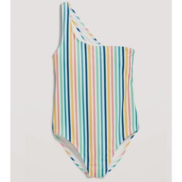 Old Navy Vertical Rainbow Stripes One-Shoulder One-Piece Swimsuit Women’s 3X - Picture 3 of 11